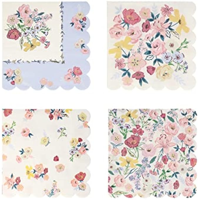 ENGLISH GARDEN LARGE NAPKINS  FLORAL PARTY NAPKINS WITH GOLD FOIL AND SCALLOPED EDGE, ELEGANT PAPER NAPKINS FOR BIRTHDAY, WEDDING, ANNIVERSARY, PACK OF 16 - Image 2